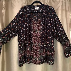 Black Polyester Floral Print Shirt